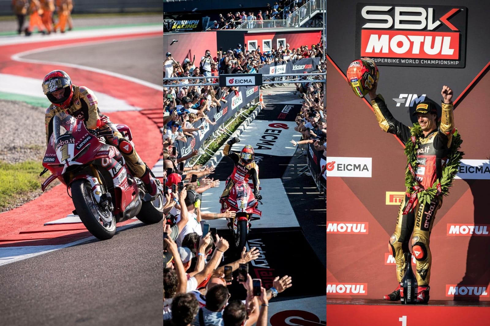 Nicolò Bulega Campione del Mondo Superbike 2026: azione in pista, festa con i tifosi e podio al Cremona Circuit